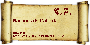 Marencsik Patrik névjegykártya